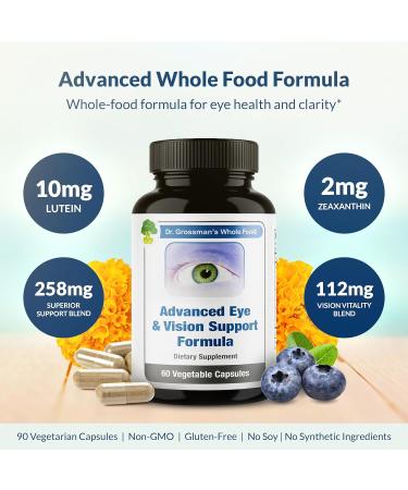 Dr. Grossman s Whole Food Advanced Eye & Vision Support Formula Eye Supplement with Lutein Zeaxanthin Bilberry & Prickly Pear Natural Supplement Blend for Eye Health & Clear Vision 60 Capsules - Buy Online on GoSupps.com