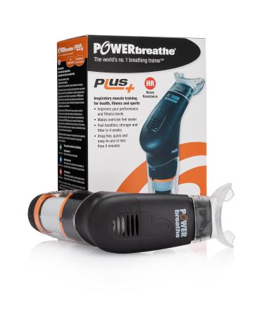 POWERbreathe - Breathing Exercise Device, Breathing Trainer and Therapy Tool to Strengthen Breathing Muscles and Help Lung Capacity, Handheld Inspiratory Muscle Trainer - Black, Heavy Resistance