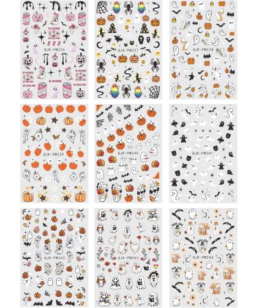 JMEOWIO 9 Sheets Halloween Nail Art Stickers Decals Self-Adhesive Cute Colorful Ghost Nail Supplies Nail Art Design Decoration Accessories - Buy Online on GoSupps.com
