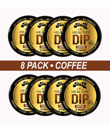 TeaZA Herbal Dip Coffee Pouches -Nicotine Free, Tobacco Free - Made with Green Tea Caffeine Energy Pouches 8 Pack 10 Count (Pack of 8)