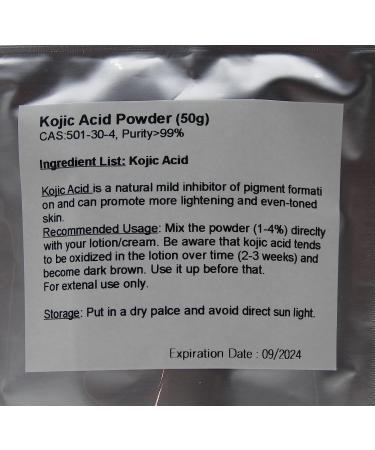 Pure Kojic Acid Powder 50g for Skin Lightening - Buy Online on GoSupps.com