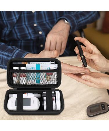 Elonbo Diabetic Supplies Travel Case - Organizer Bag for Insulin, Glucose Meter, Test Strips, Lancets, Syringe - Black - Buy Online on GoSupps.com