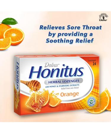 Dabur Honitus Herbal Lozenges - 24 Orange Flavor Lozenges for Cough & Sore Throat Relief - Buy Online on GoSupps.com