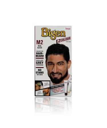 Bigen EZ Color for Men |Gray cover for hair & beard in 10 min |Without ammonia and with little peroxide |With olive oil and aloe extract - M2 real black - Buy Online on GoSupps.com
