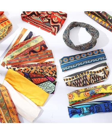 Cindeer 24 Pcs Boho African Headbands for Women Girls - Leopard Printed Wide Head Wraps for Workout and Yoga - Hair Accessories - Buy Online on GoSupps.com