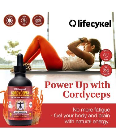 Life Cykel Cordyceps Mushroom Extract with Kakadu Plum - Energy Stamina & Vitality Support Natural Aging Supplement - Non-GMO and Vegan Tincture - 4Fl Oz 4 Fl Oz (Pack of 1) - Buy Online on GoSupps.com