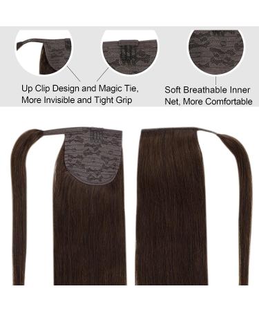 Easyouth Dark Brown Human Hair Ponytail Extension 12 Inch - Darkest Brown 2 Tails, 70g - Buy Online on GoSupps.com