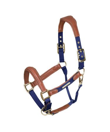 Shires Velociti Lusso Padded Leather Headcollar Navy Blue Cob