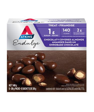 Atkins Endulge Treat Chocolate Covered Almonds. Rich & Crunchy. Keto-Friendly 5 bars