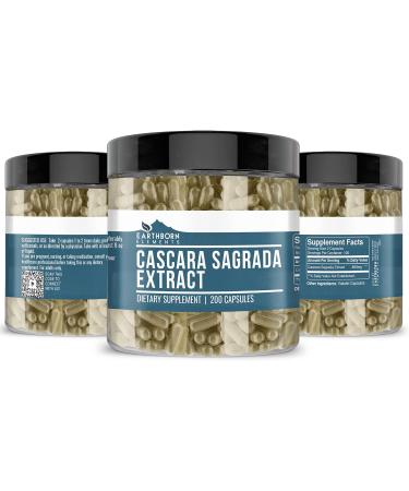 Earthborn Elements Cascara Sagrada Extract - 200 Capsules, Pure & Undiluted - No Additives | 200 Count - Buy Online on GoSupps.com