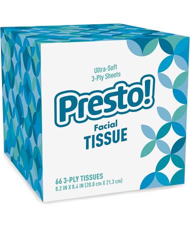 Presto! Ultra-Soft Facial Tissues - 3-Ply, 66 Count per Box (Pack of 18) - Amazon Brand - Buy Online on GoSupps.com