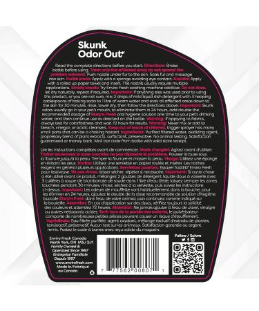 Skunk Odor Out by EnviroFresh For Dogs Cats Pets Animal Cage Cleaning Spray Skunk Odor Eliminator Made In Canada (Skunk Odor Remover Spray (950 mL)) - Buy Online on GoSupps.com