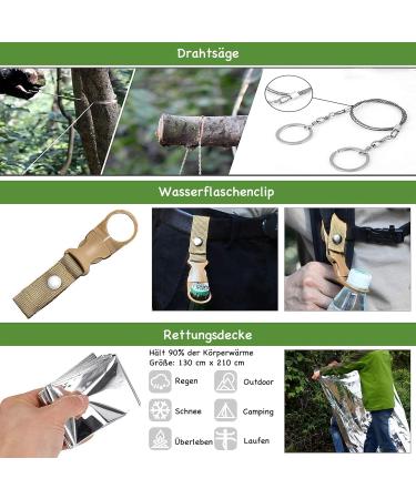 Graxury 13 in 1 Survival Kit - Multi-Purpose Outdoor First Aid Set for Camping Mountaineering & Sports - Buy Online on GoSupps.com