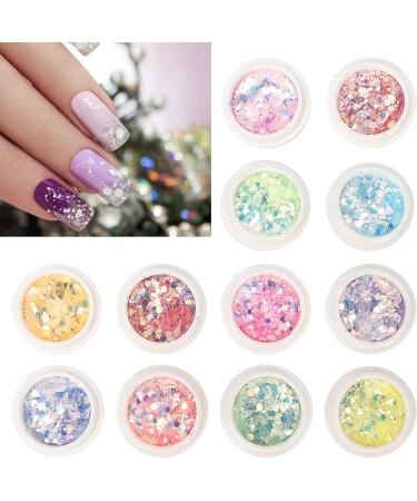 Nail Flakes Nail Accessories 12 Boxes Nail Glitter Nail Glitter Sequins for Nail for Salon Use for Home Use - Buy Online on GoSupps.com