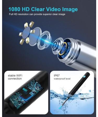 DJROLL Ear Wax Removal Tool - HD 1080P Wireless Ear Camera Otoscope for iOS & Android | Ear Wax Remover with 6 LED Lights - Best Ear Care Solution (Black - Buy Online on GoSupps.com