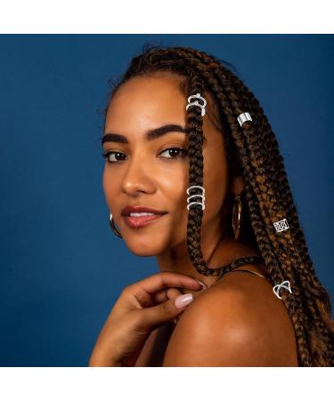 Niuhong 24 Pieces Jewellery Dreadlocks Braids Hair Clips Braiding Hair Cuffs Hair Rings Viking Braids Loc Hair Accessories Hair Clips Braids Accessories Women and Girls (Silver) - Buy Online on GoSupps.com