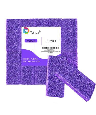 40 Pcs Pumice Stone for Feet Foot Scrubber Sponge for Feet Care and Callus Remover Mini Disposable Pumice Pads for Dead Skin Remover (Purple)