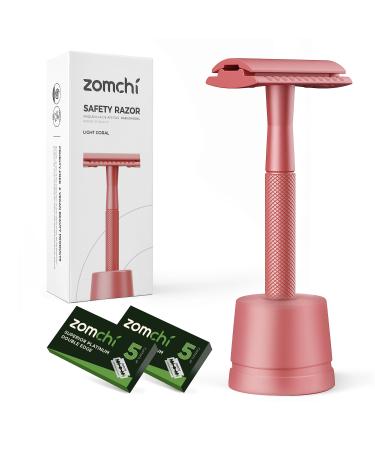 Zomchi safety razor for women women's razors with a shaving stand with 10 blades double-blade razor metal razor for women suitable for all double-blade-shaving blades (red) Red Suit