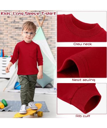 Cooraby 4 Pack Toddler Boys' Long-Sleeve Shirts - 3T Cotton Thermal Tops in Black, Gray, Burgundy, Navy Blue - Buy Online on GoSupps.com