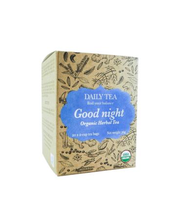 Good Night Tea an Organic Herbal Wellness Blend with tulsi and Ginger 20 2-Cup Tea Bags Good night organic herbal tea