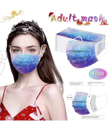 Snowflakes Disposable Face Masks Breathable Dust Stretchable Elastic Ear Loops Christmas Holiday Casual Print Face  - Buy Online on GoSupps.com