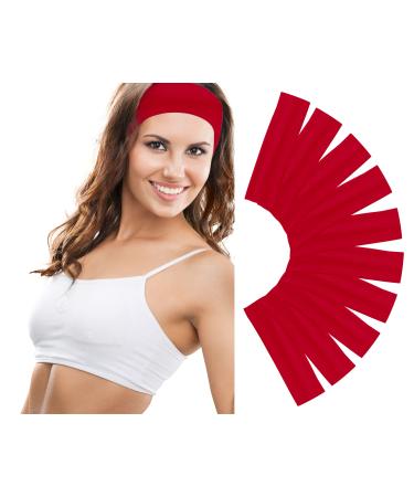 Styla Hair 10 Pack Stretch Headbands Non-Slip Head Wraps Great for Sports, Yoga, Pilates, Running, Gym, Workouts, Baseball, Casual Wear, Gifts & More! True Red