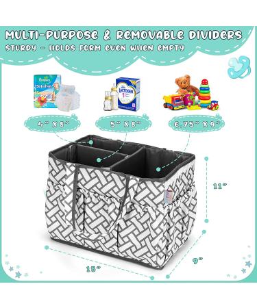 XL Baby Diaper Caddy Organizer - Heavy Duty Portable Storage for Nursery Changing Table, Wipes, Toys - Xtra Large 15 X 9 X 11 - Car Basket with Tote Holder Cover - Buy Online on GoSupps.com