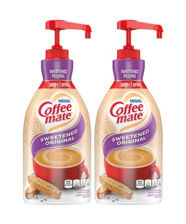 Nestle Coffee mate Coffee Creamer, Sweetened Original, Concentrated Liquid Pump Bottle, Non Dairy, No Refrigeration, 50.7 Fl. Oz (Pack of 2) Sweetened Original 50.7 Fl Oz (Pack of 2)