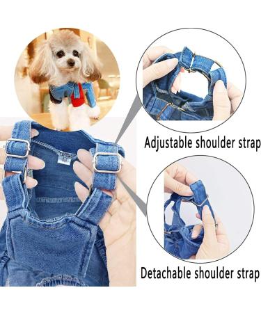 Teilybao Pet Denim Jumpsuit Costume | Fashionable Blue Jean Jacket Sling for Small to X-Large Dogs & Cats - Buy Online on GoSupps.com