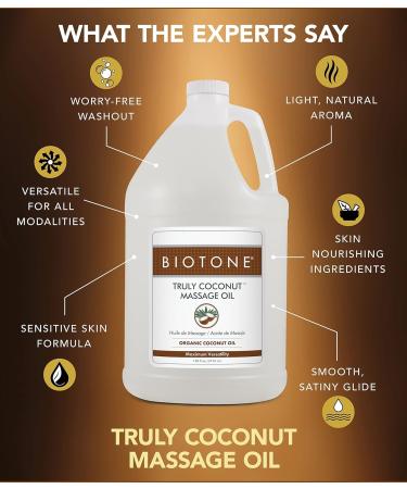 BIOTONE Truly Coconut Massage Oil - Organic Light & Versatile for Deep Relaxation - 128 Fl Oz | Ideal Bodycare Oil - Buy Online on GoSupps.com