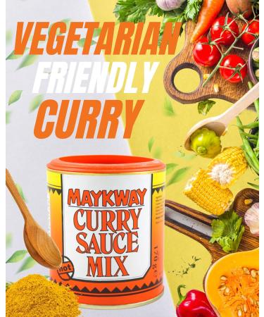 Maykway Curry Sauce Mix Hot with Curry Recipe Leaflet (170g x 3 Packs) | Ideal Curry Kit with 3 Pcs. Maykway Curry Powder and Recipe Card | Curry Mix Suitable for Vegetarians - Buy Online on GoSupps.com