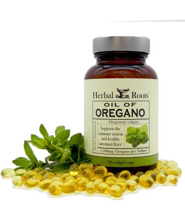 Herbal Roots Oil of Oregano - Made from Mediterranean Oregano Oil - 90 Easy to Swallow Softgel Capsules - Extra Strength 150 mg - Made in The USA