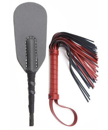 DERINODEM Leather Crop 18" Red Whip 20" - Horse Riding Set - Horse Whips and Crops - Equestrian Horse Whip