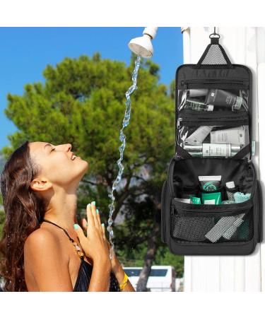 Premium Travel Hanging Toiletry Bag with Expandable Compartments - Jet Black - Buy Online on GoSupps.com