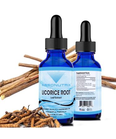 Absonutrix Licorice Root 330 mg 4 Oz Liquid 300 Servings Made in USA Quick Absorption Quality Potent Ingredients Non-GMO GMP-Certified Facility Cruelty-Free Products