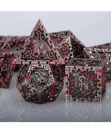DND Metal Dice Set ARUOHHA Dungeons and Dragons Dice with Gift Box Polyhedral Dice Set Large D&D Dice for MTG Warhammer Pathfinder RPG D+D Roll Playing Dice 6 Sided D and D Dice D20 D12 D10 D8 D6 D4 Ancient Silver With Blood Splash - Buy Online on GoSupps.com