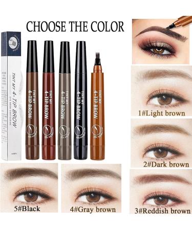 Eyebrow Pencils 4 Heads Waterproof Tattoo Eyebrow Pencil with Micro-forked Tip Applicator Creates Natural Looking Eyebrows Effortlessly (Light Brown) - Buy Online on GoSupps.com