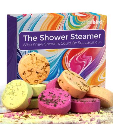 WhiteBird Aromatherapy Shower Steamers Set of 9 Essential Oil Shower Steamers Aromatherapy Lavender Mint & Sea Salt and Vanilla Orchid Shower Tablets