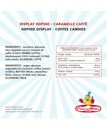  Casa del Dolce KOPIKO Mini Coffee individually wrapped coffee-flavored hard candies 800g pack perfect for any time for a delicious and energizing break - Buy Online on GoSupps.com