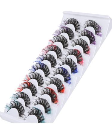 ALPHONSE Colored Russian Strip False Lashes - D Curl Fluffy Volume Curly Faux Mink 10 Pairs - Buy Online on GoSupps.com