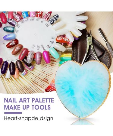 Sibba Resin Nail Art Palette Nail Mixing Palette Polish Color Mixing Plate Golden Edge Nail Holder Display Board Heart Shape Cosmetic Mixing Tools (Blue) - Buy Online on GoSupps.com