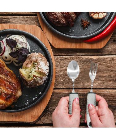 Adaptive Utensils Handed Curved Spoon and Fork Set for Elderly Hand Tremors Parkinson's and Handicapped Non-Slip Easy Grip Handles Eat Independently - Buy Online on GoSupps.com