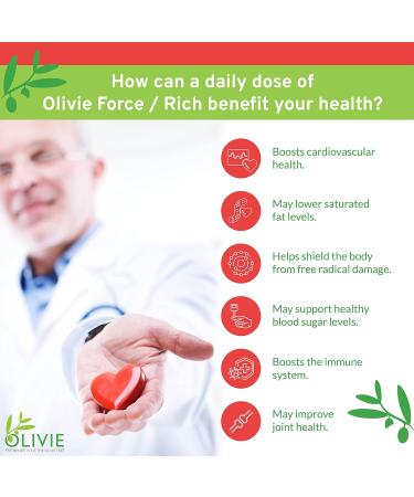 Organic Olive Leaf Extract Capsules | Antioxidant Polyphenol Supplement for Health | 50 Vegan Capsules | Olivie Force/Rich - Buy Online on GoSupps.com