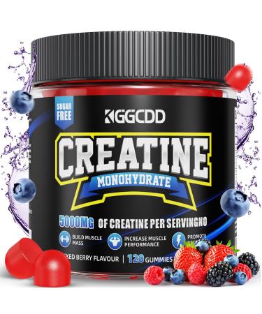 Creatine Monohydrate Gummies Sugar Free 5g of Creatine Monohydrate per Serving for Muscle Maximum Strength Energy Focus Endurance creatine Supplements for Women Men 120Count Mixed Berry