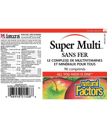 Natural Factors Super Multi Iron Free - 90 Tablets | Essential Vitamins & Minerals - Buy Online on GoSupps.com