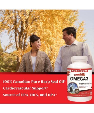 Nutridom Canadian Harp Seal Oil Omega-3 500mg 300 Softgels Essential Fatty Acid Supplement with DPA DHA EPA 100% Natural Chemical-Free Non-GMO Made in Canada - Buy Online on GoSupps.com