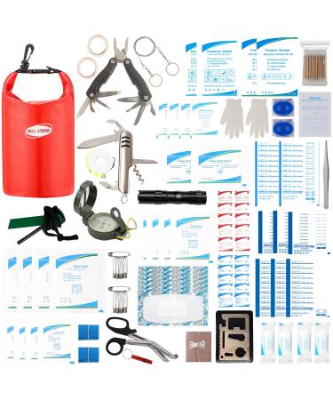 WELL-STRONG 234pcs Waterproof First Aid Kit with Survival Camping Compass, Boat Emergency Kit with Survival Tools for Fishing Kayaking Boating Rafting Red 3L Ws023-survival-red - Buy Online on GoSupps.com