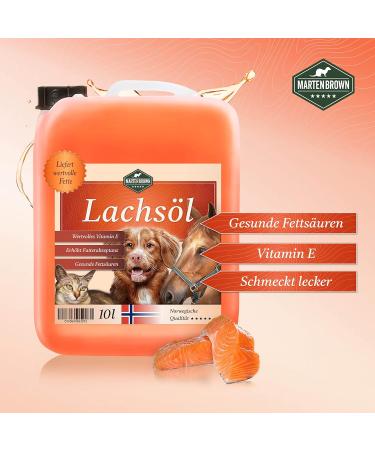 Martenbrown 10L Premium Norwegian Salmon Oil for Dogs Cats & Horses | Fish Oil for Dry & Canned Food | BARF Oil (1-Pack) - Buy Online on GoSupps.com
