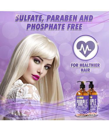 Purple Shampoo & Conditioner Set - Eliminate Brassiness - Ideal for Blonde, Grey, Bleached, Silver Hair - Sulfate-Free - Buy Online on GoSupps.com