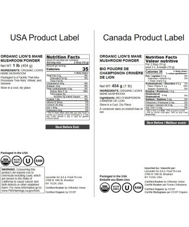 Food to Live - Organic Lion's Mane Mushroom Powder 1 Pound - Elevate Your Brain Wellness with Premium Non-GMO Natural and Vegan Superfood to Better Focus 16 Ounce (Pack of 1) - Buy Online on GoSupps.com